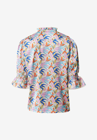 Mexx Short sleeve blouse with ruffl Multicolor
